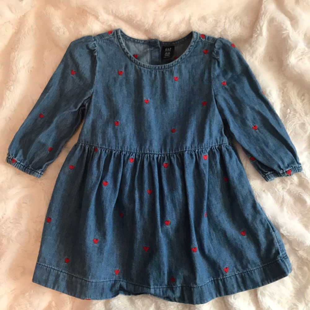 Gap 18-24 month denim dress with hearts